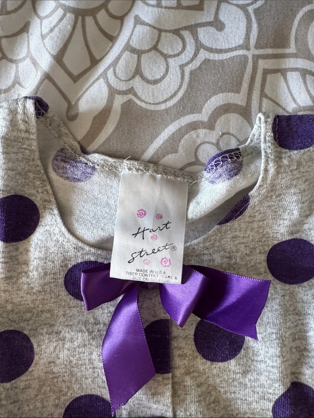 Little Girls Purple Polka Dot Tunic & Purple Lace Trim Legging Set